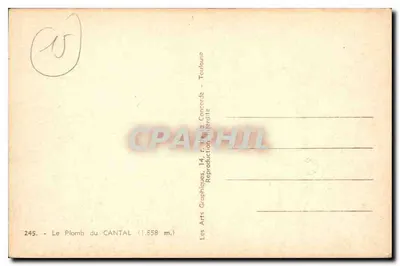 O Plomb du Cantal — 1.858 m. — Les Arts Graphiques, Toulouse — Verso