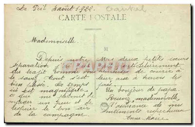 Cantal — O Cume do Puy Mary — Plomb do Cantal 1888 — Verso