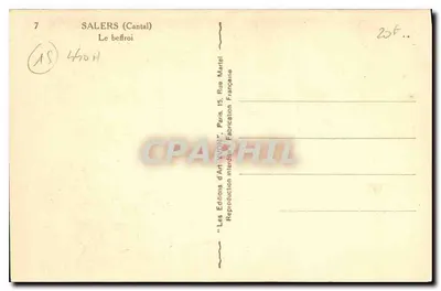 Salers (Cantal) — O campanário — Edições d'Art Yvon, Paris — Verso