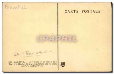 Viaducto de Garabit — Truyère — Editor Helias, n° 541 — Reverso