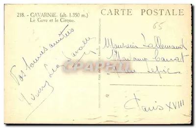 Gavarnie — O Gave e o Circo — Editado em Toulouse, n° 218 — Verso