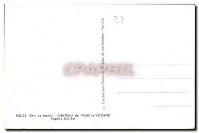 Zamek Vaux-le-Vicomte — Façada Południowo-Wschodnia — Cie des Arts Photographiques, Paryż — Rewers