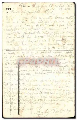 Chât-en-Chaource — Vista do riacho e ponte — Bilhete postal antigo — Verso