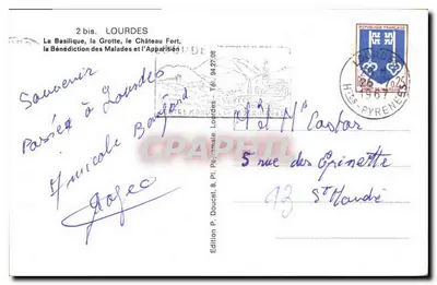 Lourdes — Lembrança de Lourdes — Edição P. Doucet — Verso