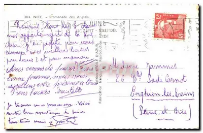 Nice - Promenade des Anglais — uitgave Etoile d'Azur, n° 304 — Achterkant