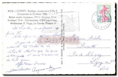 Bazylika podziemna św. Piotra – Lourdes — Wydawca Eddlux, numer seryjny 312b — Rewers