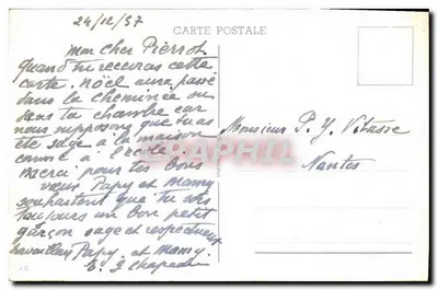 Rodzina na saneczce — scenka zimowa — wydawca nieznany — Rewers