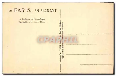La Basilica del Sacro Cuore — Parigi — Edizione d'Arte YVON, n°219 — Verso