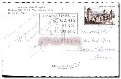 Grenoble — Ogólny widok i łańcuch Alp — Wydawnictwo Sztuki Grenoble — Rewers