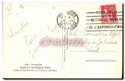 Front nad parterami (Północ) — Versailles — Wydawnictwo Sztuki 'LYS' nr 231 — Rewers