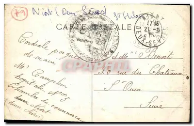 Niort (Deux-Sèvres) — Katedra św. Hilary — Wydawnictwo Simonneau tabac, wydawca Airault — Rewers