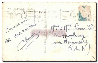 Vue do viaduto de Morez — A Franche-Comté pitoresca — Edição E. Pretet — Verso