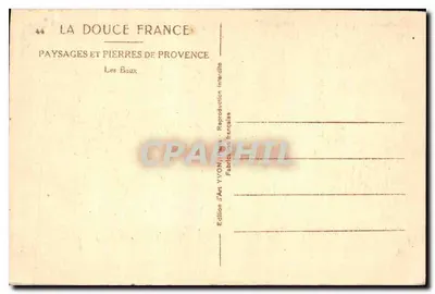 Les Baux-de-Provence — widok z drogi i zamek — Wydawnictwo YVON — Rewers