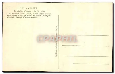Angers — La Maison d'Adam — Edizione artistica M. Christien, Angers — Verso