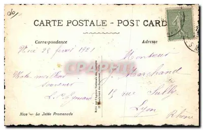 El Penal de Niza — Vista de la Promenade de la Jetée — Editado por la Agence Nationale des Voyages — Reverso