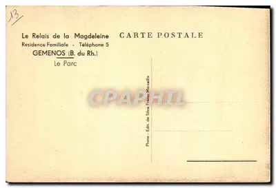 O Parque — Gemenos (B. du Rh.) — Foto de Silva Frères Marseille — Verso