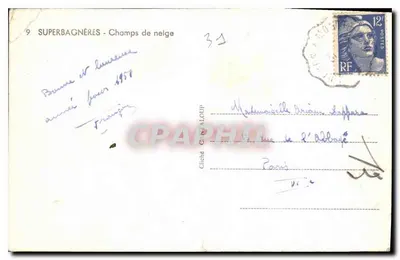 Superbagnères - Campos de neve — Cliché G. ALOUP, n°9 — Verso