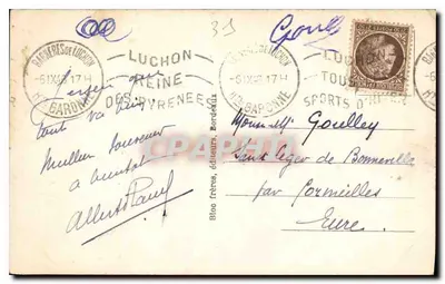 Luchon-Superbagnères — Stacja kolejowa w Crémaille — Massif du Océtre — 1800 m — wydawca Bloc frères, Bordeaux, nr 95 — Rewers