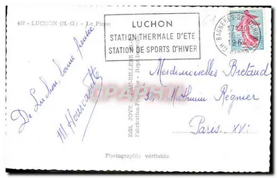 Luchon (H.-G.) - La Pique — Letnia stacja termalna, stacja zimowych sportów — Wyd. JOVE - Luchon — Rewers