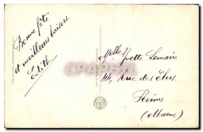 Menina loira segurando um cesto de flores — Coleção Chronomatique N°1 — Editor impressor na França — Verso