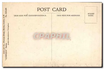 Um homem em traje escocês — humor — Inter-Art Co., Florence House, London, S.W. — Série COMIQUE, N° 1648 — Verso