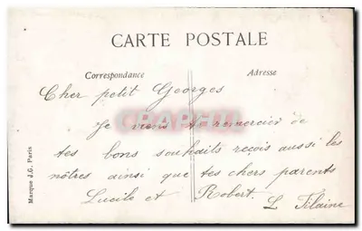 Mulher em vestido roxo e pele de animal — paisagem invernal — editor J.C. Paris, n° 7441 — Verso