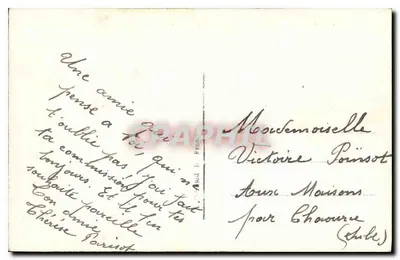 Je t'envoie mes baisers — femme en robe à rayures et écharpe fourrée — éditeur DIX n° 960/3 — Verso