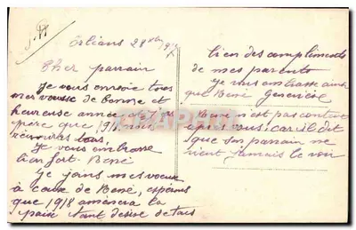 Dziecko z bukietem — Szczęśliwego Nowego Roku — La Favorite 67 — Rewers