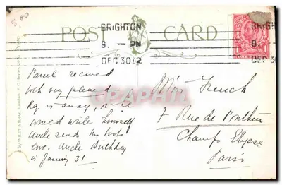 Błękitne — Nowy Rok — Brighton, E.C. Seria 540, wydawca Willet & Reay, Londyn — Rewers