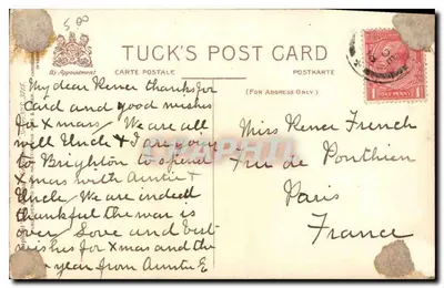 Kwitnie pączka — kartka życzona na Boże Narodzenie — Tuck's Post Card — Rewers