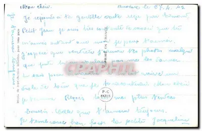 Eu te amo mais que tudo — P-C Paris, n° 5429 — Verso