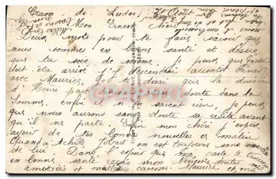 Een koppel dat zich op een bed kust — gedrukte tekst 'On ne s'en fait pas!...' — uitgever DIX n° 414 — Achterkant