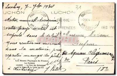 Luchon — El Parque de los Quinconces y la Estatua de la Valle del Lys — Tito — Reverso
