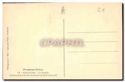 Grande Capela dos Agostinhos — Toulouse — Século XV — Héliogravure 'Elfe' n°13 — Verso