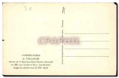 Absydę Bazyliki Świętego Sernina — Tuluzo — Wydawnictwo Pyrénées-Océan — Rewers