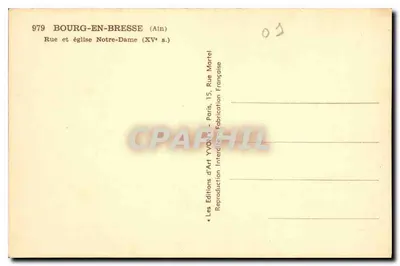 Bourg-en-Bresse — Rua e Igreja de Nossa Senhora (século XV) — Edições d'Art Yvon, Paris — Verso