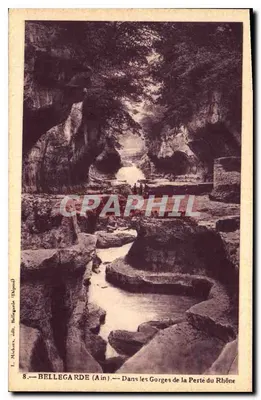 Bellegarde (Ain) — Vista nas Gorges da Perté do Rio Rhône — L. Michaux, editor Bellegarde (Depositado)