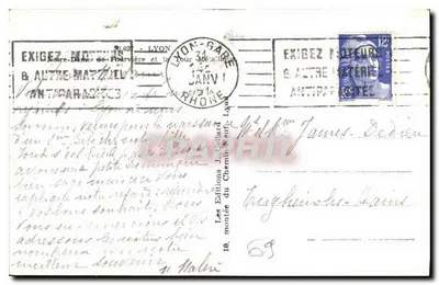 Nossa Senhora de Fourvière e a Torre Metálica — Lyon — Edições J. Géard, n° 1037 — Verso