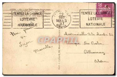 Lyon - A Catedral de São João — editor J. Cellard, n° 6 — Verso
