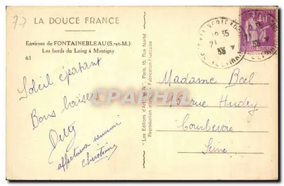 As margens do Loing em Montigny — Nas proximidades de Fontainebleau — Les Éditions d'Art 'La Douce France' — Verso