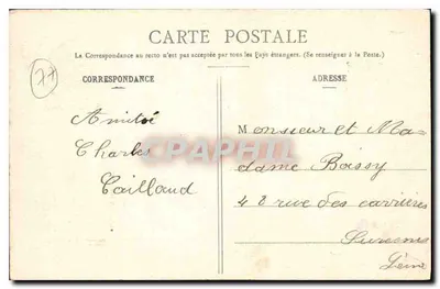 Około Nemours - Młyn Hulay — Wydawca G. Bayoignau, 28, Rue de Paris, Nemours — Rewers