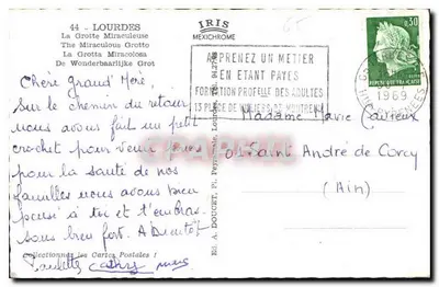 La Grotte Bénie — La Grotte Miraculeuse — Éd. A. Doucet, Lourdes — Rewers
