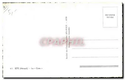 Sète (Hérault) — A « Cote » — Sociedade das Cartas Postais APA-POUX — n° 411 — Verso