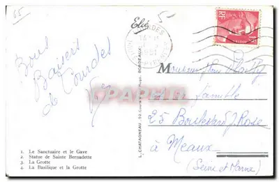 Lourdes — Pamiątka z Lourdes — L. Chataigneau, Hugo, Pireneje Atlantyckie — Rewers