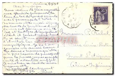 Caux, morze Brodillard i Gramont — zimowy widok z odległymi zasneżonymi górami — wydawca Césarini, n° 4376 — Rewers