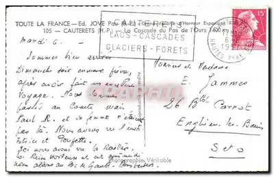 Wodospad Pas de l'Ours — Cauterets — Wyd. Jove — Rewers