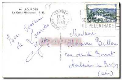 La Grotte Miraculeuse — Lourdes — Edición P. Doucet, n°44 — Reverso