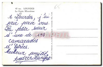 La Grotta Miracolosa — Lourdes — Edizione P. Doucet, 45 ter — Verso