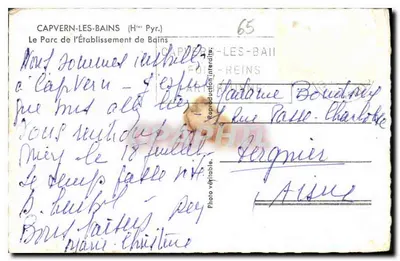 Capvern-les-Bains — El Parque del Establecimiento Termal — Editor: CAPVERN-LES-BAINS (H¹res Pyr.) — Reverso
