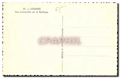 Lourdes — Vista geral da Basílica — Edição P. DOUCET, Lourdes — Verso